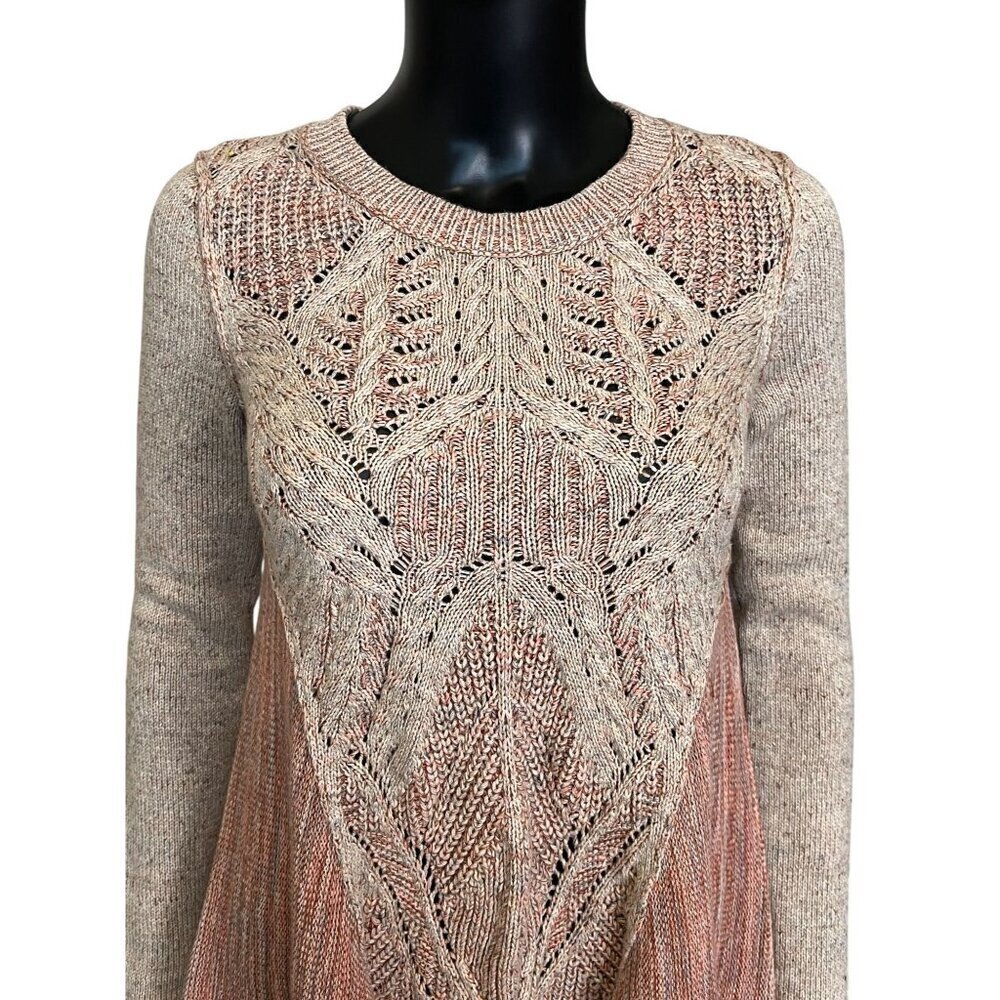 Moth by Anthropologie Anita Orange & Cream Knit Swing Sweater XS - Picture 4 of 7